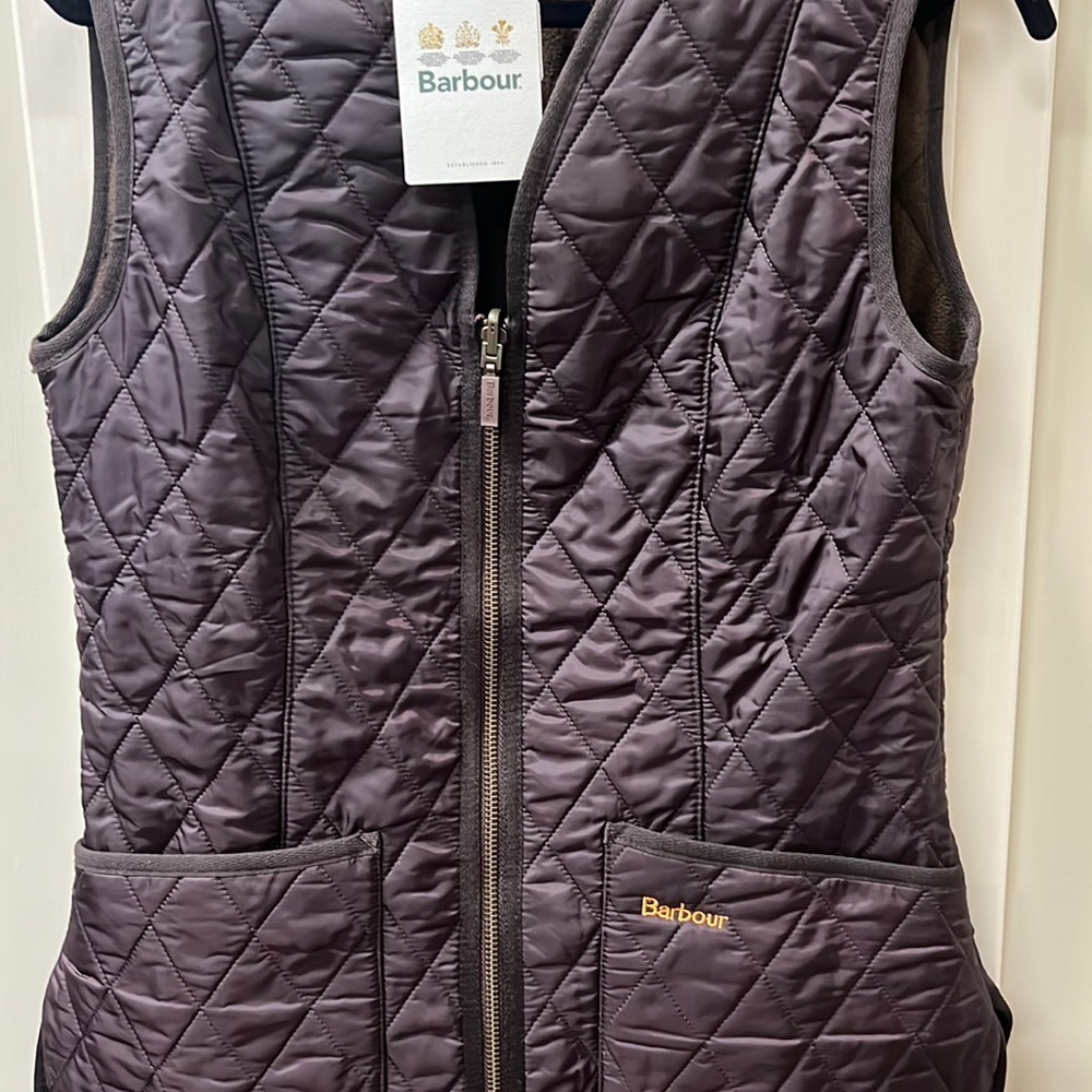 Barbour Brown fleece inside and quilted look outside Vest.